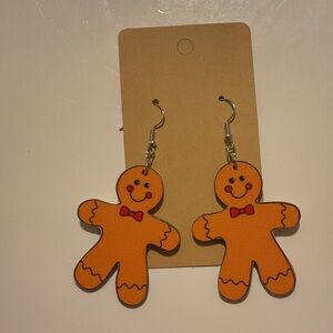 Fashion Jewelry Festive Gingerbread Earrings - Orange and Red